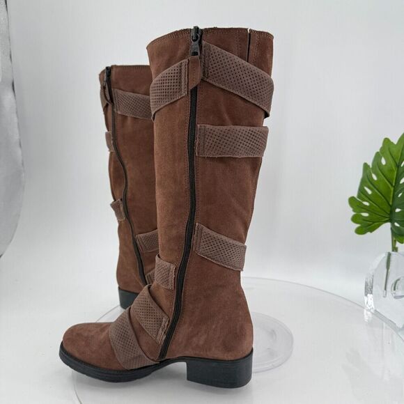 Miz Mooz Women's Noland Knee High Brown Suede Boot Size 36 6 Zip up Block Heel - Picture 10 of 16